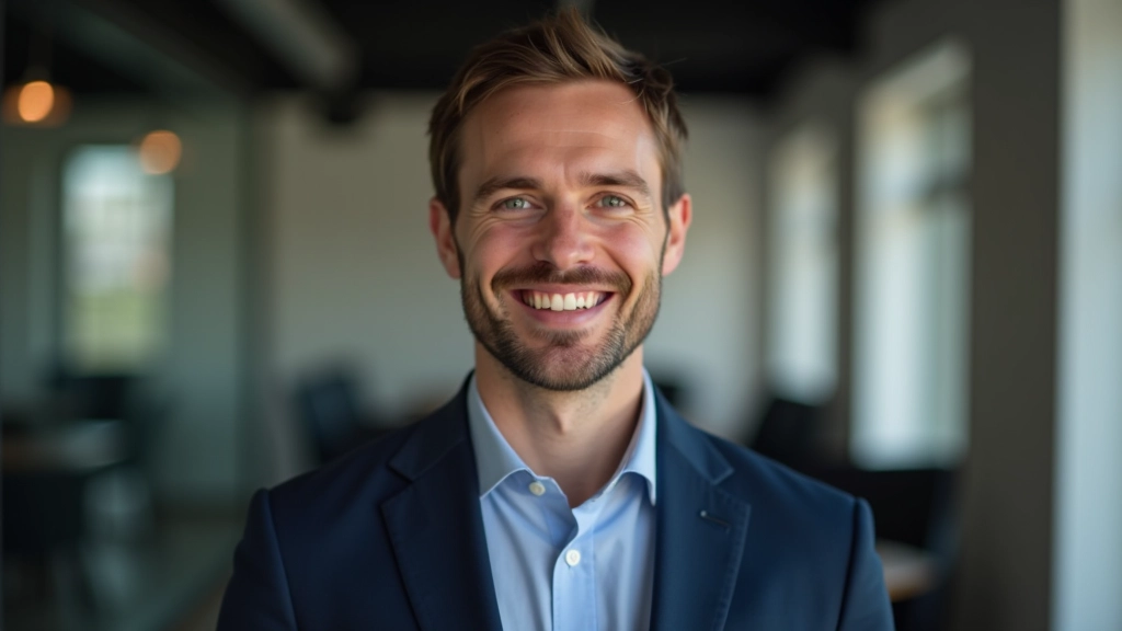 Professioneel portret van zelfverzekerde persoon in business setting met sterke uitstraling